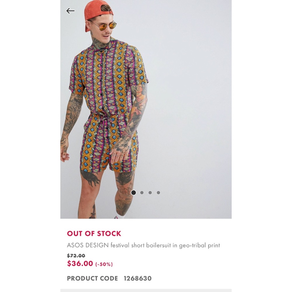 Asos Men’s Boilersuit Shorts - tribal print